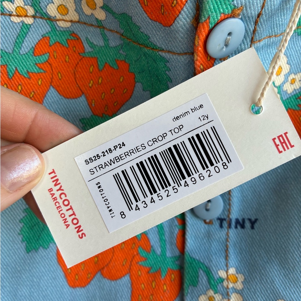 NWT SS25 SET / Tiny Cottons Crop Top + Straight Jeans Strawberries Set - Picture 13 of 16